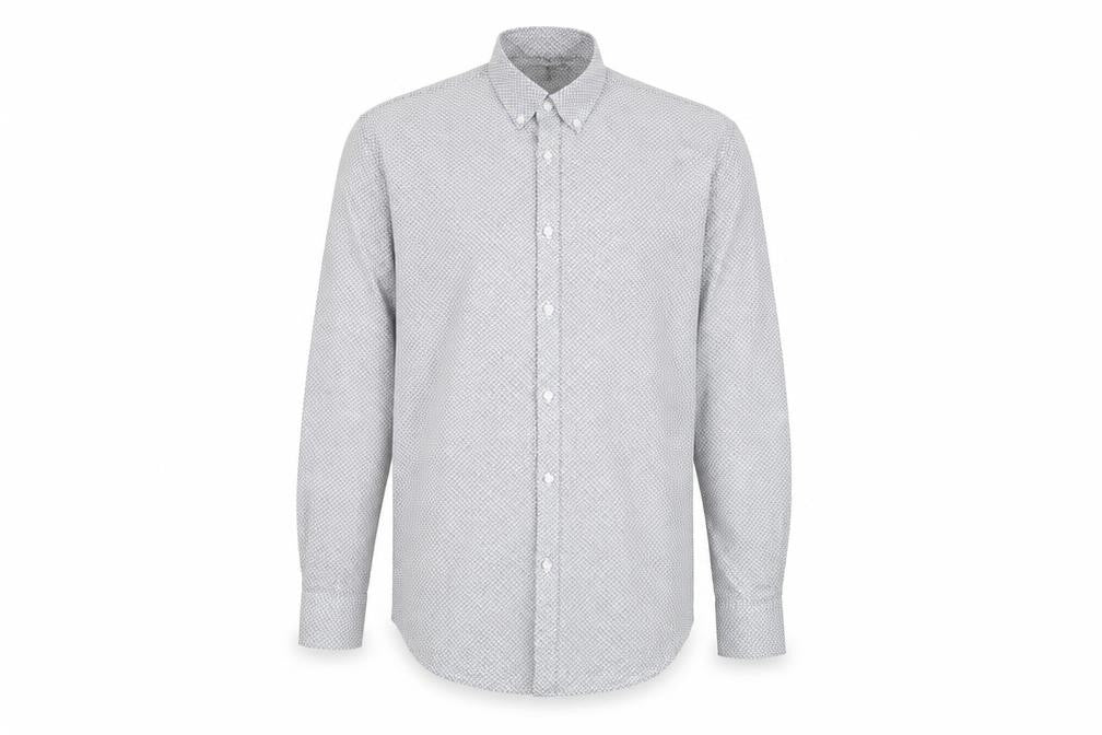 Taylor & Wright Mens White Polka Dot   Button-Up Size 15.5