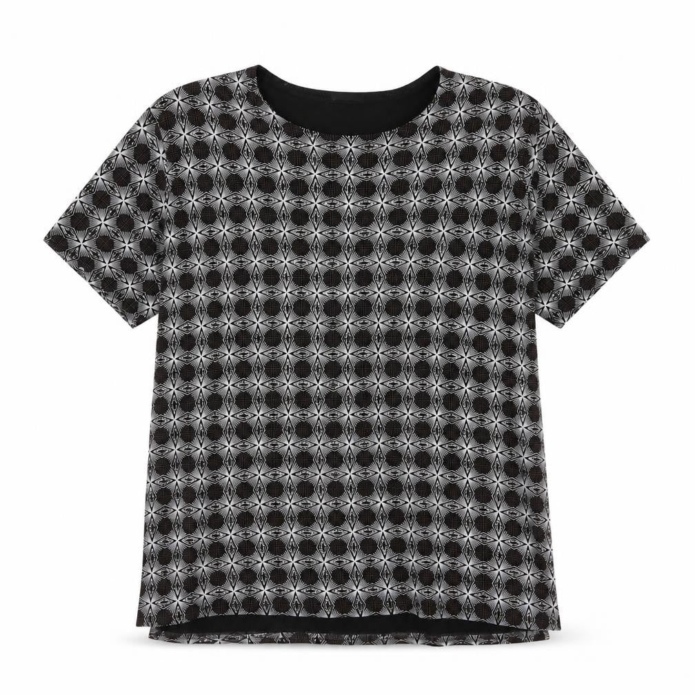 Eye Casuals Womens Black Geometric  Basic T-Shirt Size XL