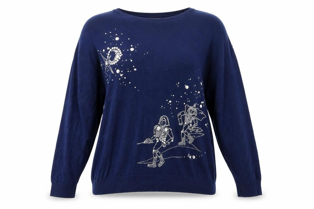 Moxdi Womens Blue  Knit Pullover Jumper Size 10