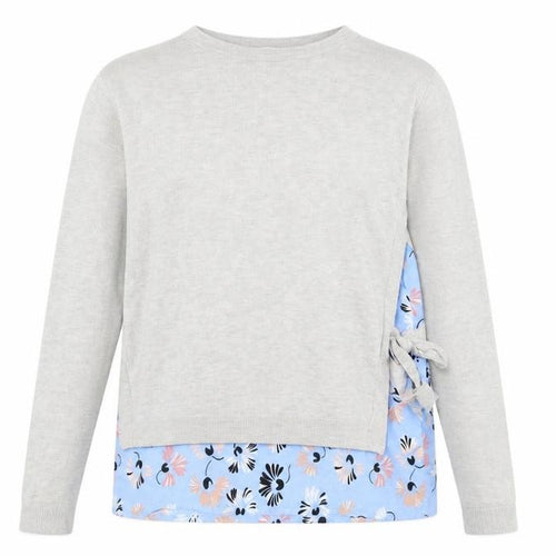 Warehouse Womens Grey Floral Knit Pullover Jumper Size 8