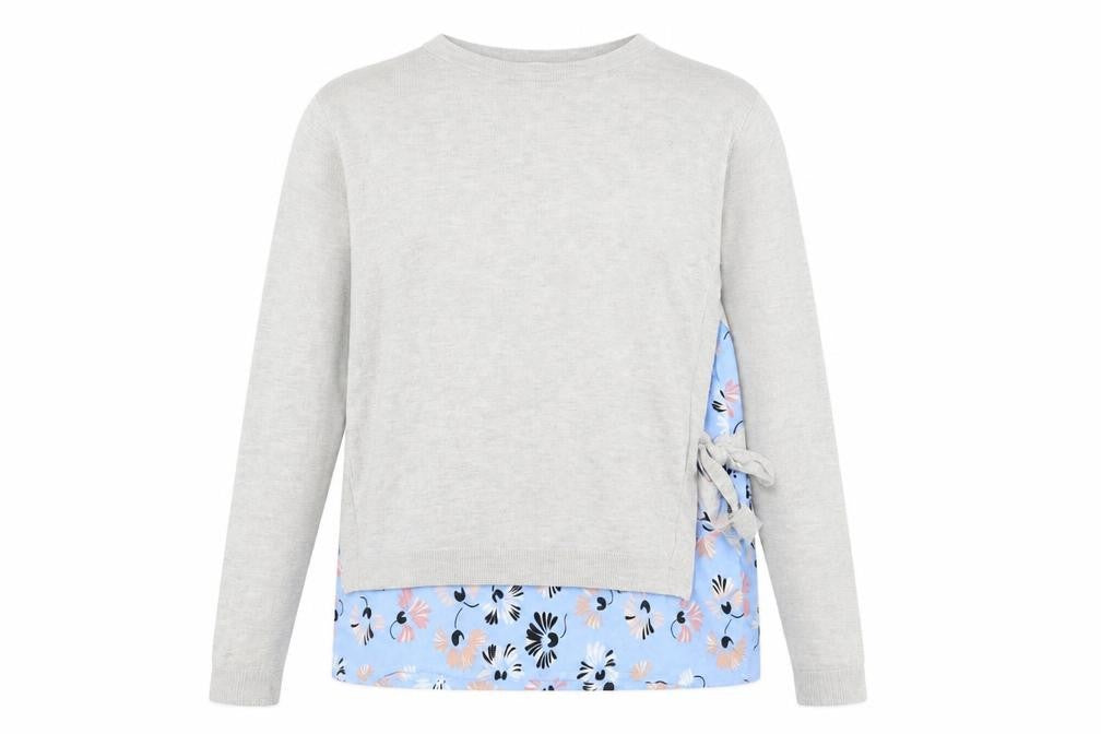 Warehouse Womens Grey Floral Knit Pullover Jumper Size 8