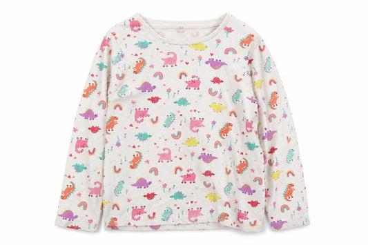 Front view of pre worn girls’ white solid top pyjama top, size 5-6, years