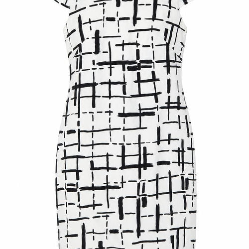 Muse Womens White Check  A-Line  Size 10