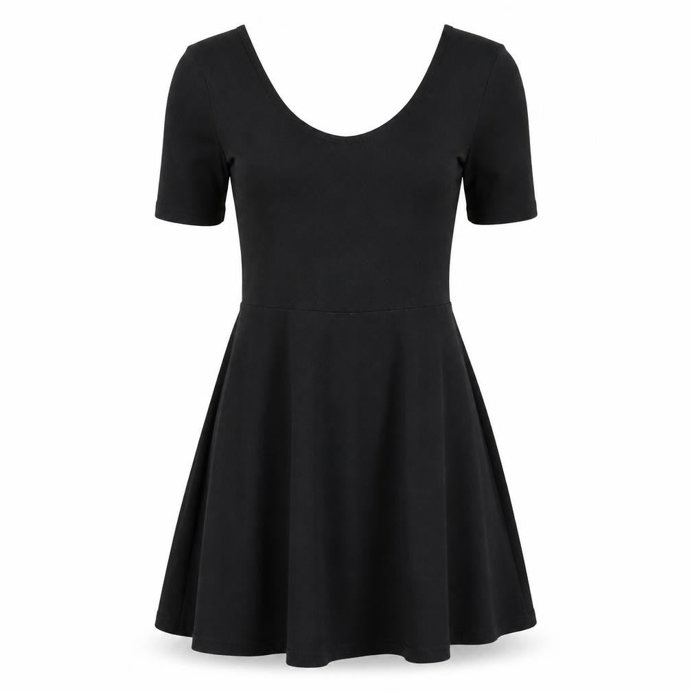 Front view of Ginatricot girls’ black fit & flare, size XS