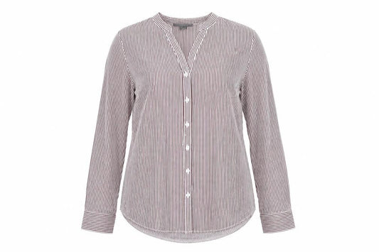 Front view of Primark women’s purple striped basic button-up, size UK 8