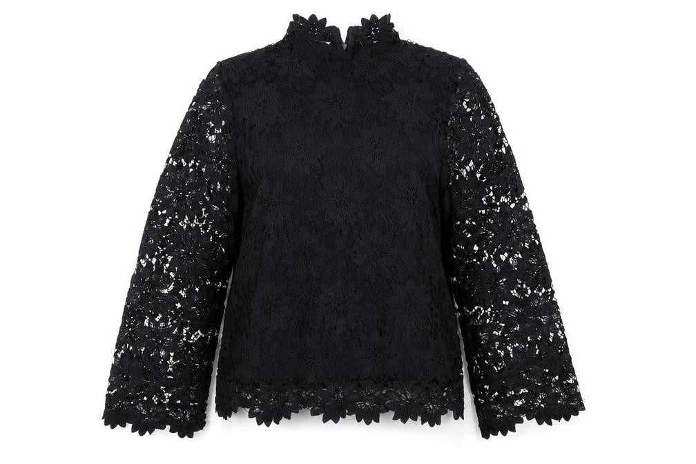 Papaya Womens Black Floral  Basic Blouse Size 8