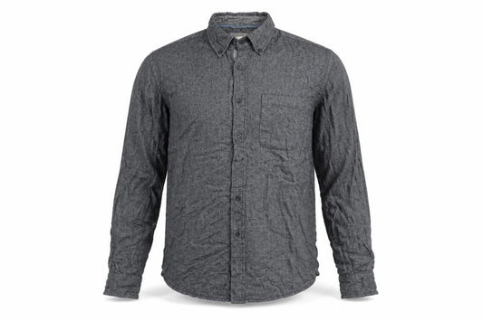 Front view of Avenue men’s grey button-up, size L