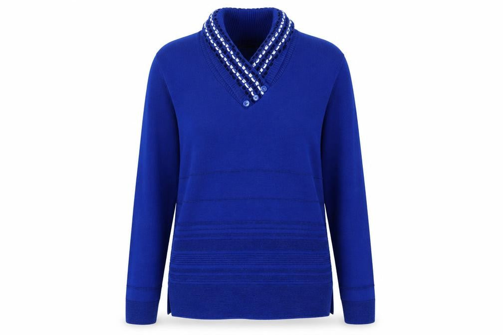 Envy Womens Blue Striped Knit Pullover Jumper Size M