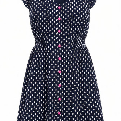 ginger soul Womens Blue Polka Dot  Skater Dress  Size S
