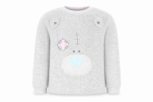 Front view of Me to you girls’ grey animal print top pyjama top, size 7-8, years