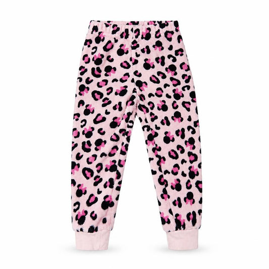 Front view of Disney girls’ pink solid pyjama pants, size 4, years - minnie mouse