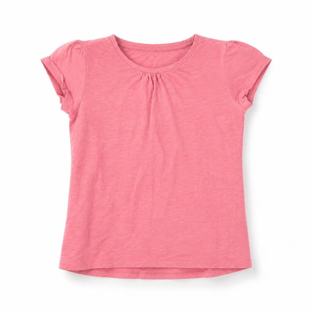 Front view of Next girls’ pink basic t-shirt, size 6, years