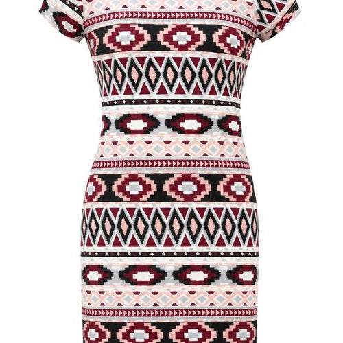 Boohoo Womens Pink Geometric  Fit & Flare  Size 8