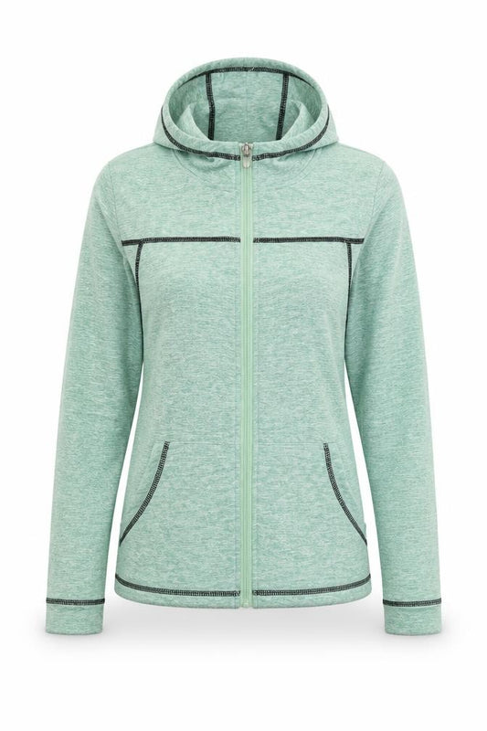 Front view of Preworn women’s green jacket, size M