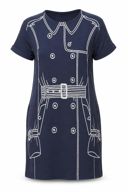 Front view of Oasis women’s blue t-shirt dress, size S