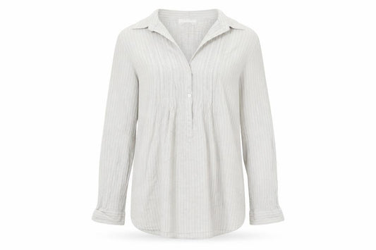 Front view of Internationale women’s silver shirt dress, size UK 14