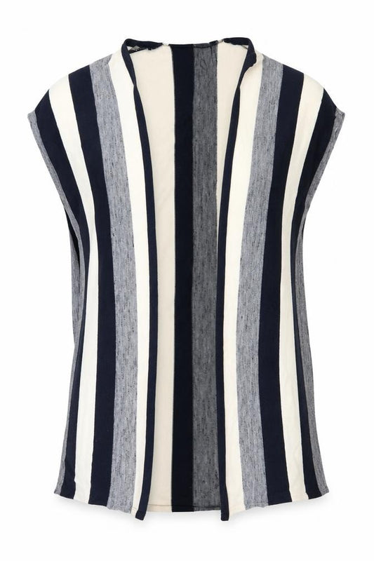 Front view of Papaya women’s multicoloured striped knit cardigan jumper, size S