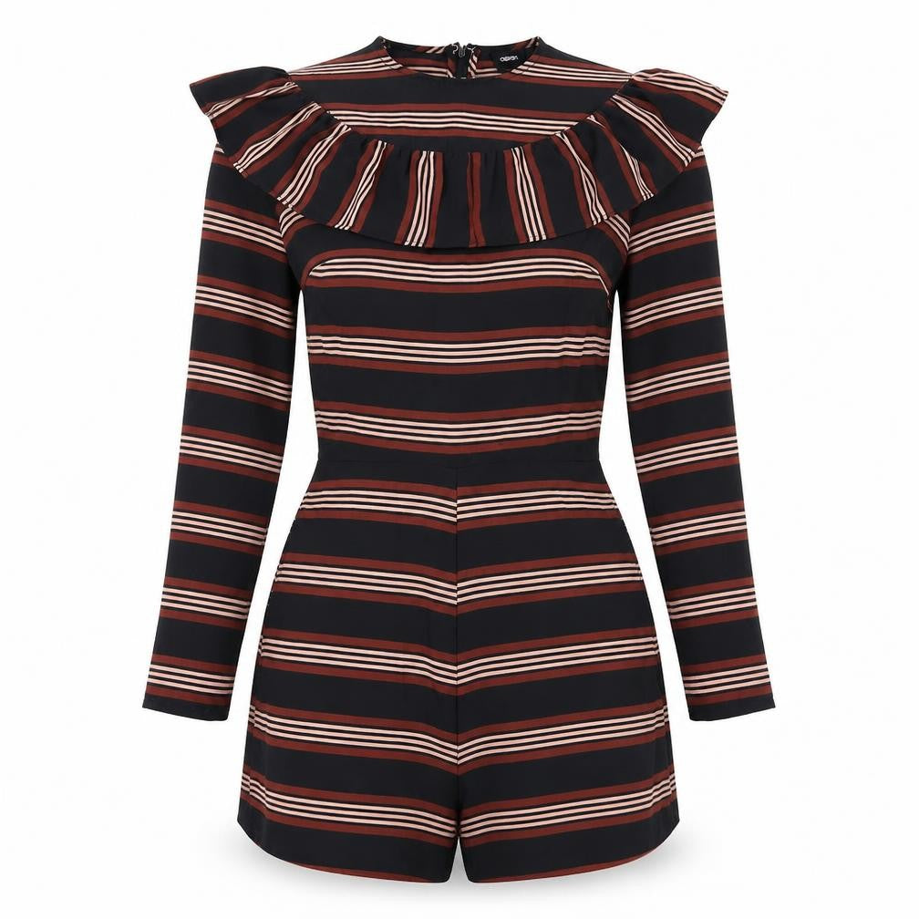 ASOS Womens Black Striped  Playsuit One-Piece Size 8