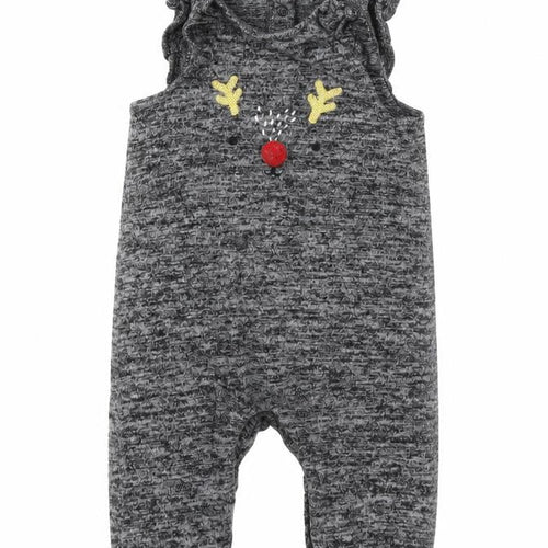 F&F Girls Grey   Babygrow One-Piece Size 6-9 Months  - CHRISMTAS