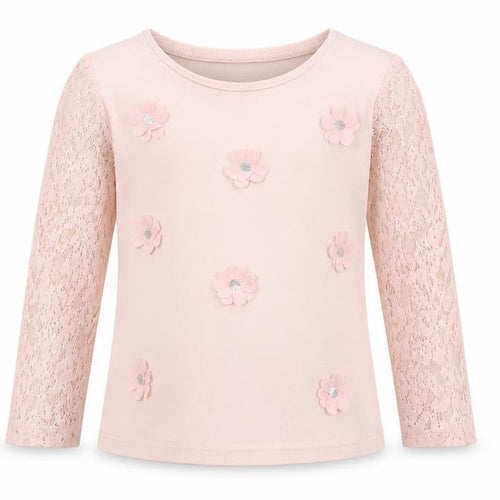 F&F Girls Pink Floral Jersey Basic Blouse Size 2-3 Years