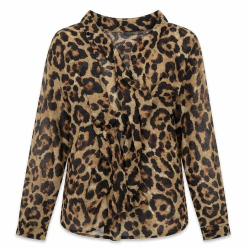 Quiz Womens Brown Animal Print  Basic Blouse Size 8