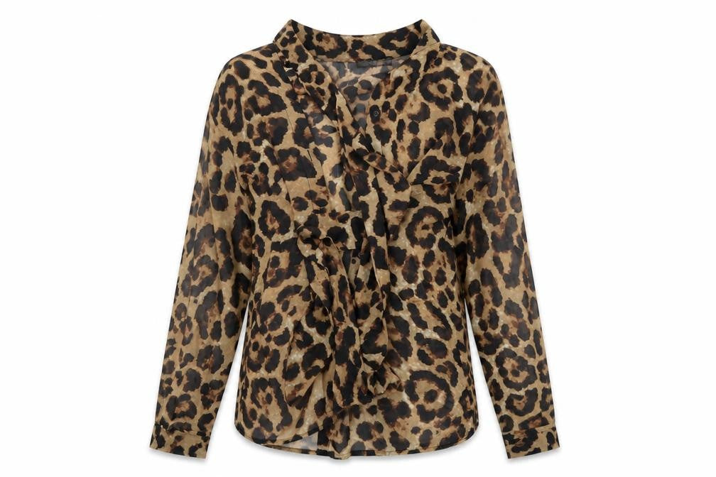 Quiz Womens Brown Animal Print  Basic Blouse Size 8