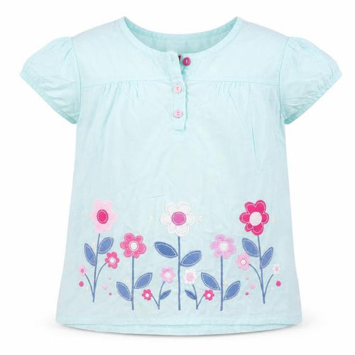 Tiger Lily Girls Blue Floral  Basic Blouse Size 8 Years