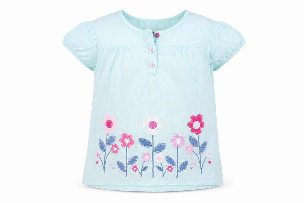 Tiger Lily Girls Blue Floral  Basic Blouse Size 8 Years