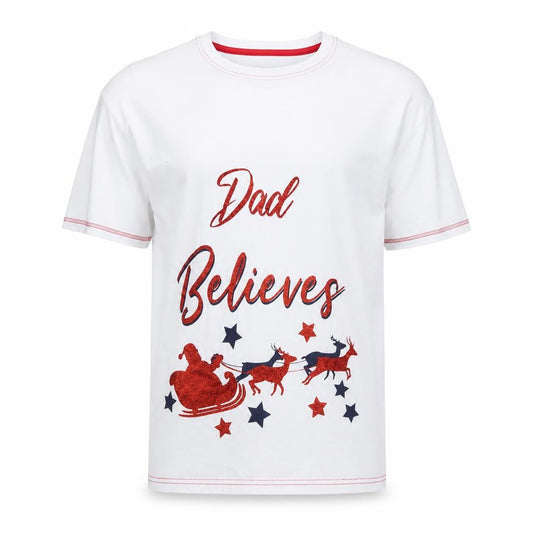 studio nightwear Mens White    Pyjama Top Size 2XL  - dad believes, christmas
