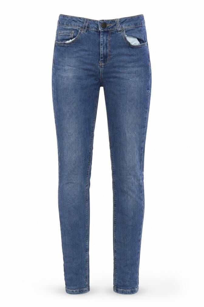 Front view of ASOS women’s blue denim skinny jeans, size UK 26