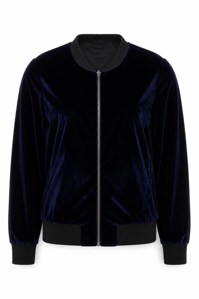 Very Womens Blue  Velvet Full Zip Sweatshirt Size 14