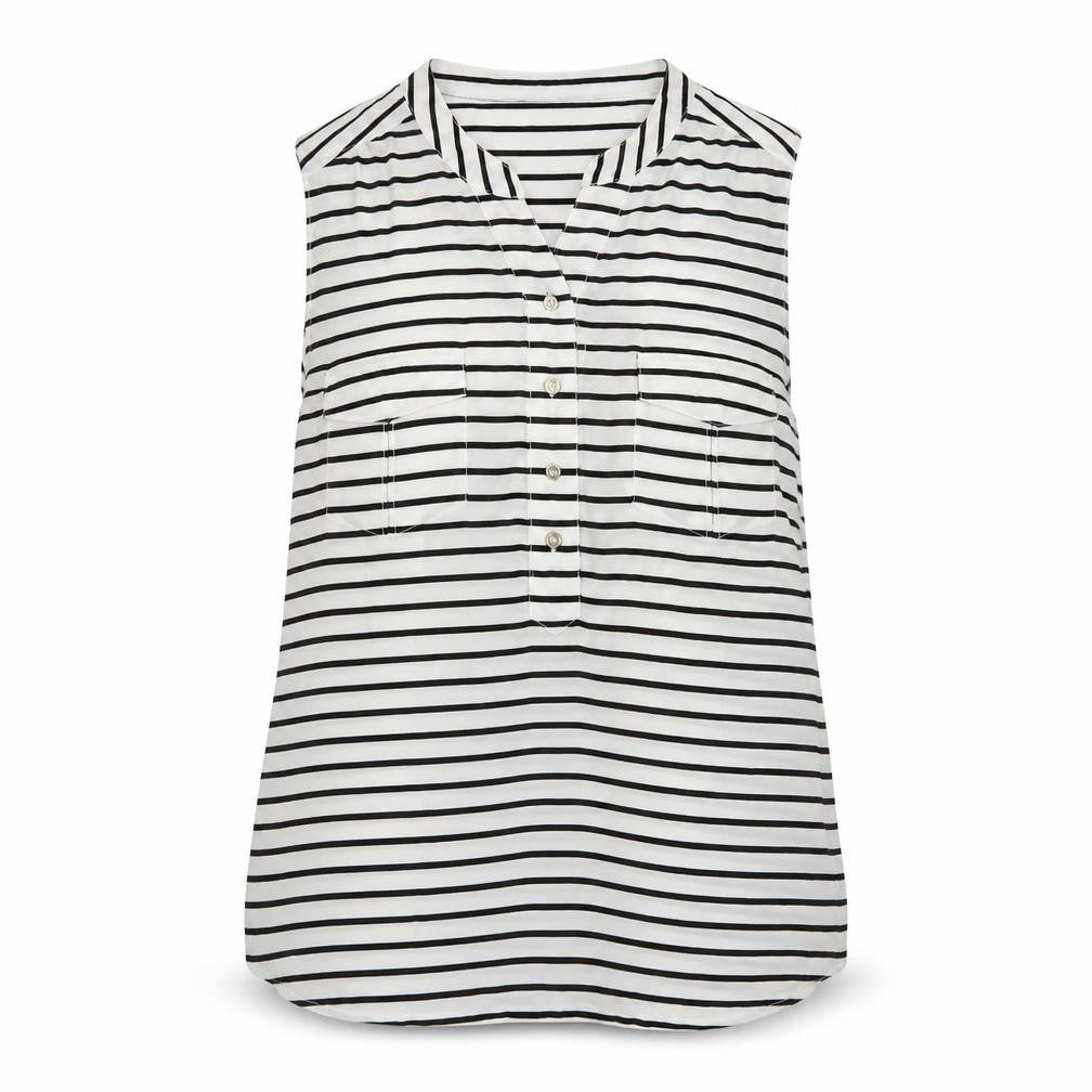 Rockmans Womens White Striped  Basic Blouse Size 16