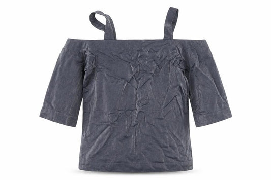 Front view of Next women’s silver basic t-shirt, size UK 8, - cut out shoulder