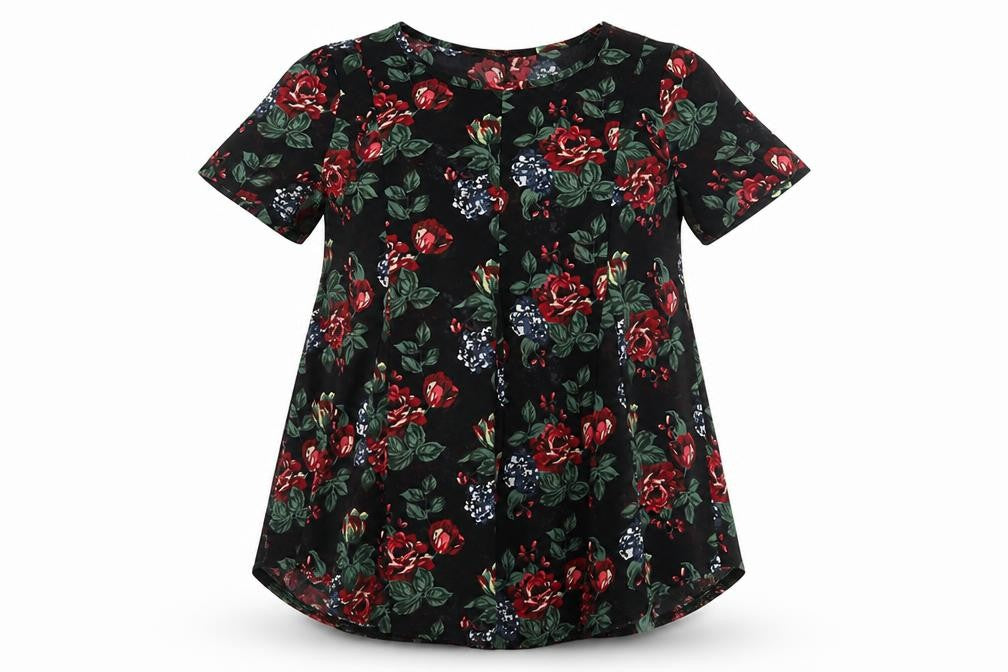 Pins & Needles Womens Black Floral  Basic T-Shirt Size XS