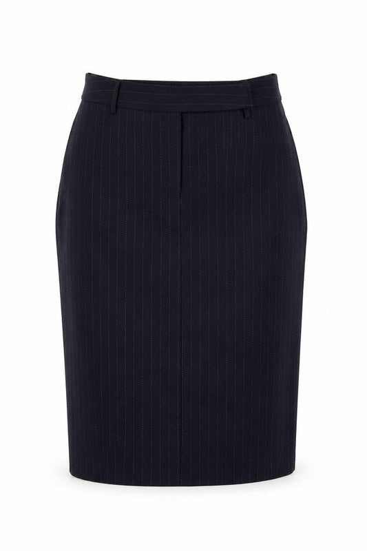 Front view of yen women’s blue straight & pencil skirt, size UK 14