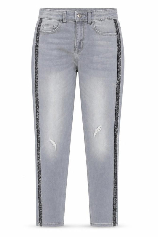 Front view of Denim & Co. girls’ grey skinny jeans, size 11-12, years