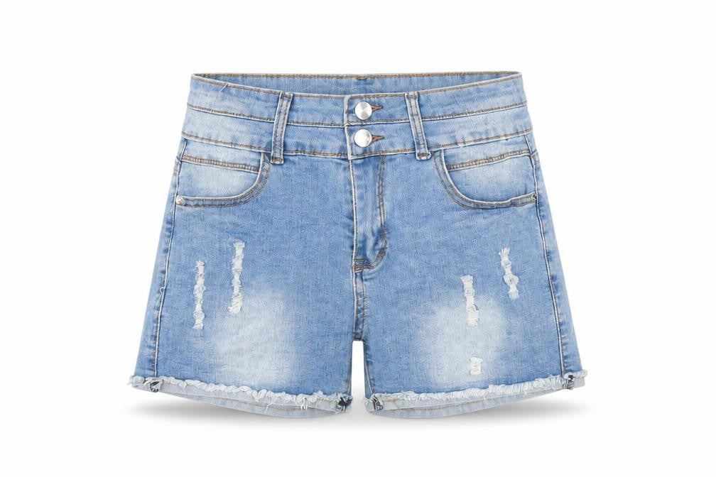 Preworn Womens Blue  Denim Hot Pants Shorts Size 6 - DISTRESSED