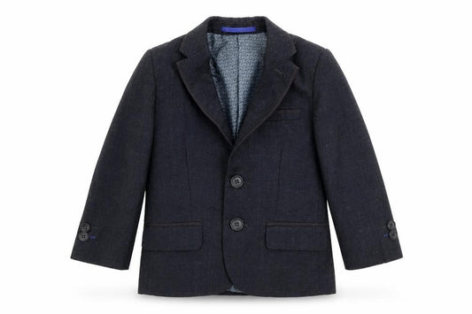 Front view of outfit boys’ grey jacket, size 2-3, years