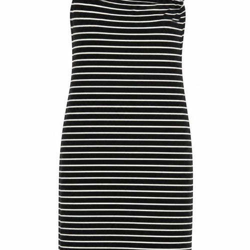 Max Studio Womens Black Striped  T-Shirt Dress  Size L