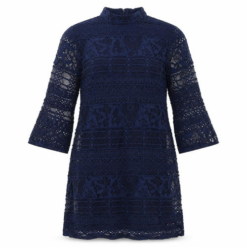 Warehouse Womens Blue Geometric Lace Mini  Size 10