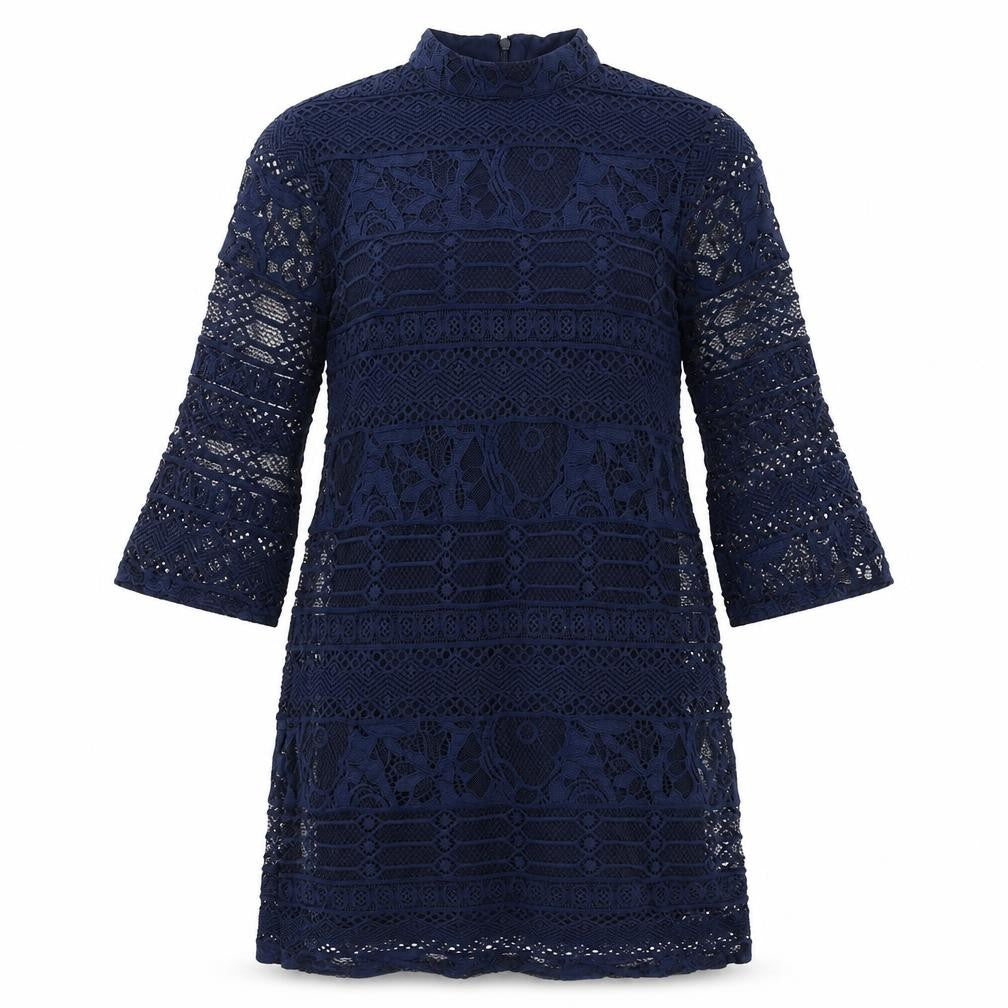 Warehouse Womens Blue Geometric Lace Mini  Size 10