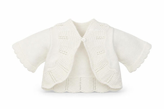 Front view of Gap girls’ white cardigan jumper, size 6-9, months