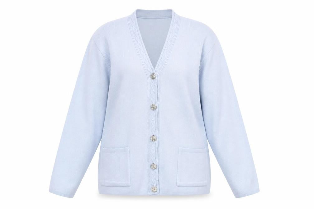 Classics Womens Blue  Knit Cardigan Jumper Size 12