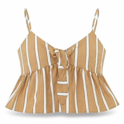 Miss Selfridge Womens Brown Striped  Cropped Blouse Size 10