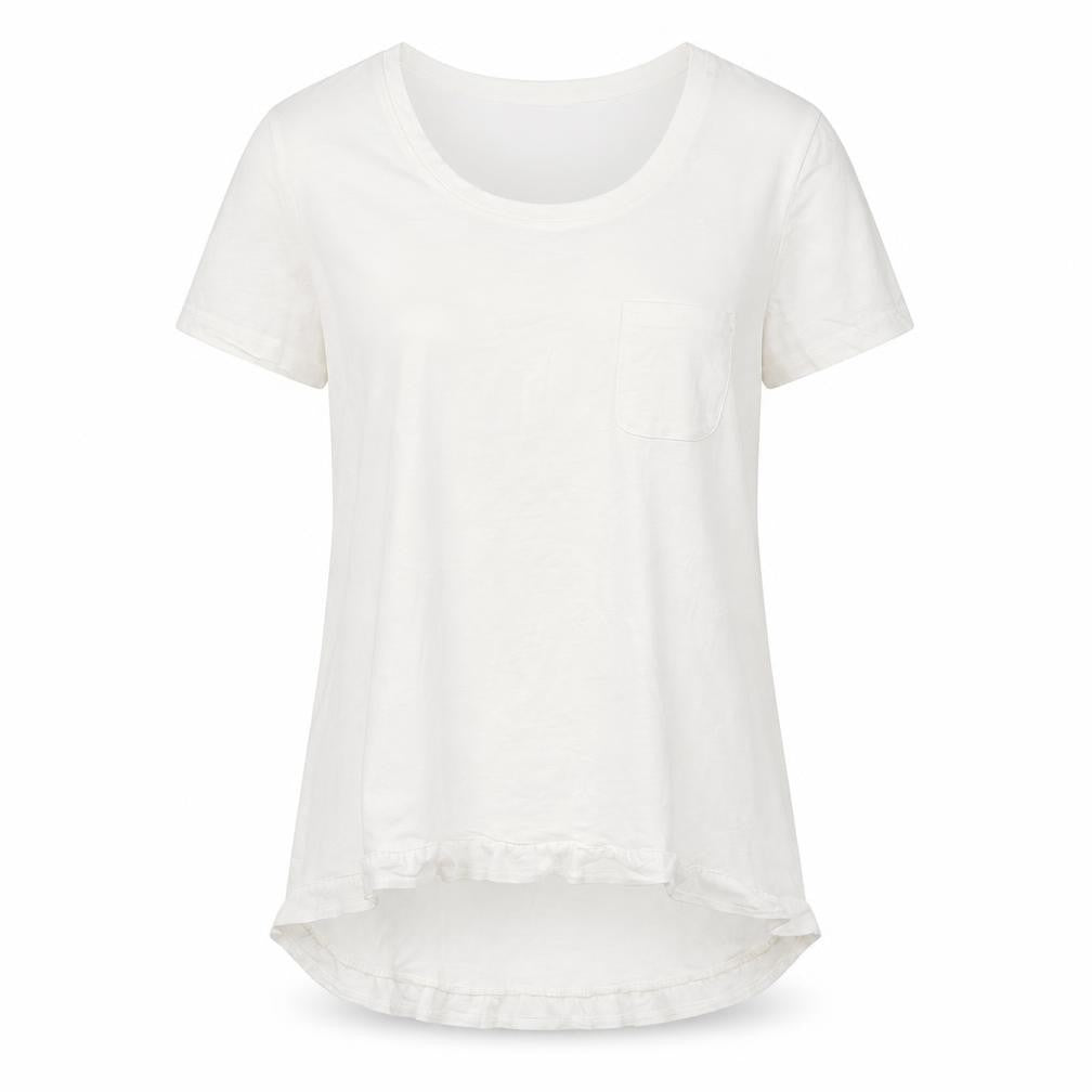 Front view of Next women’s white jersey basic t-shirt, size UK 8, - dipped hem