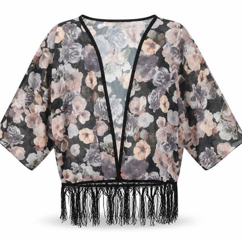 Izabel Womens Multicoloured Floral Chiffon Kimono Blouse Size 10