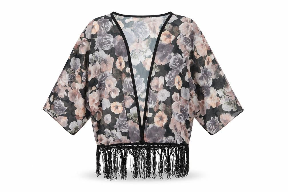 Izabel Womens Multicoloured Floral Chiffon Kimono Blouse Size 10