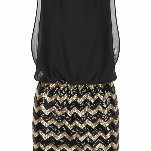New Look Womens Black Striped Chiffon Mini  Size 10