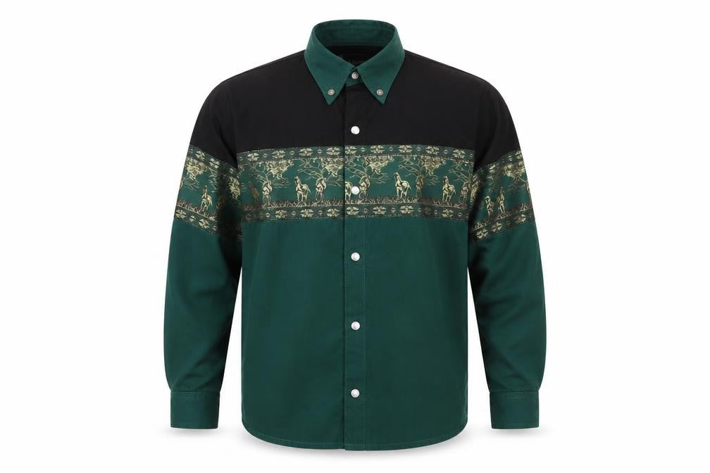 el norte no Boys Green Geometric   Button-Up Size L