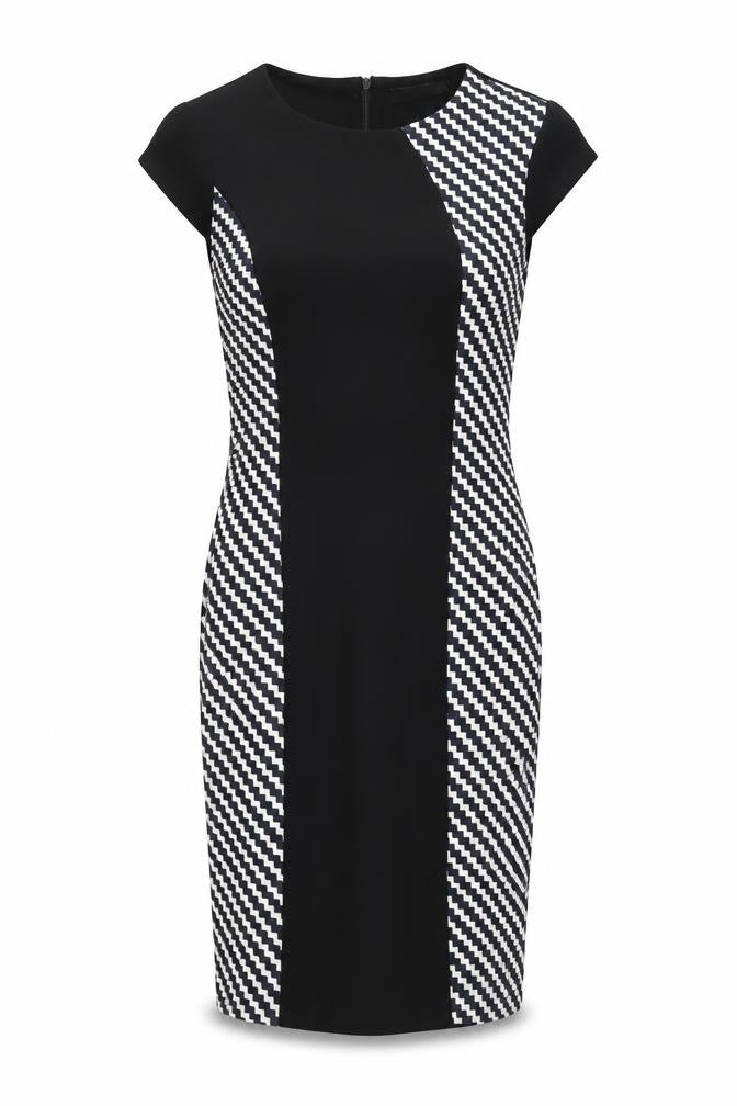 Collection London Womens Black Geometric  Pencil Dress  Size 8